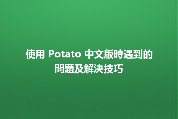 使用 Potato 中文版時遇到的問題及解決技巧 💻🥔