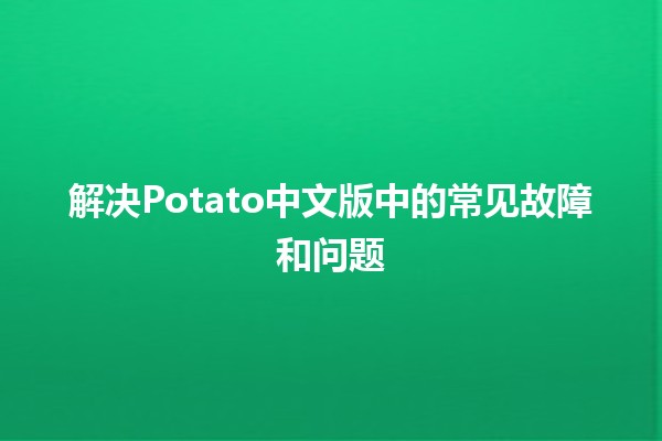 解决Potato中文版中的常见故障和问题🛠️🍟