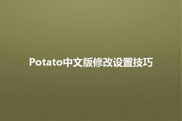 Potato中文版修改设置技巧 🌟🚀