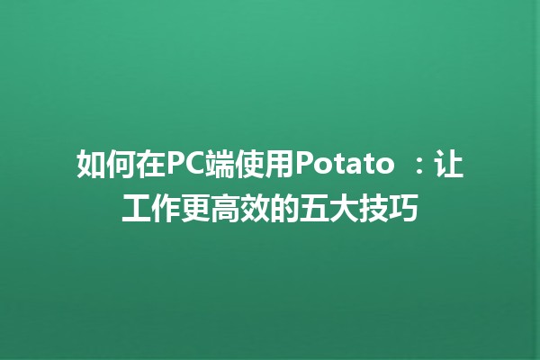 如何在PC端使用Potato 🥔：让工作更高效的五大技巧