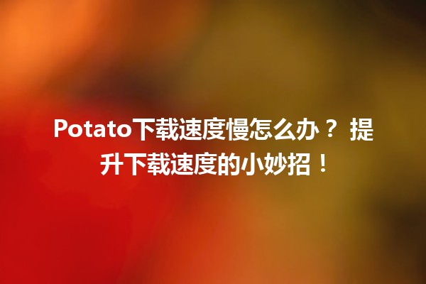 Potato下载速度慢怎么办？🌐 提升下载速度的小妙招！