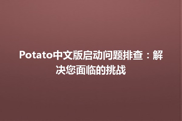 Potato中文版启动问题排查：解决您面临的挑战🚀