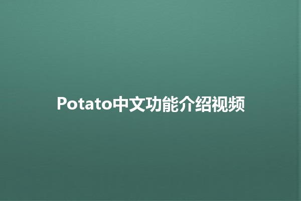 Potato中文功能介绍视频 🎥🥔