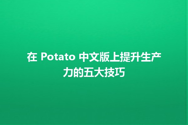 在 Potato 中文版上提升生产力的五大技巧 🚀