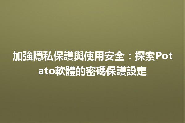 加強隱私保護與使用安全：探索Potato軟體的密碼保護設定🛡️🔒