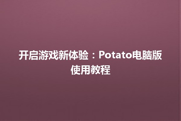 开启游戏新体验🎮：Potato电脑版使用教程