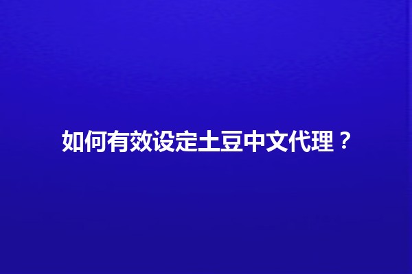 如何有效设定土豆中文代理？🌟