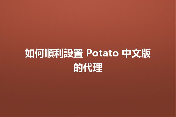 如何順利設置 Potato 中文版的代理 🥔✨