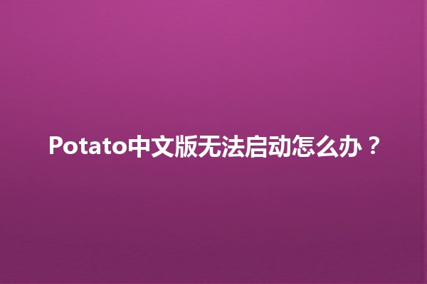 Potato中文版无法启动怎么办？🚀💻