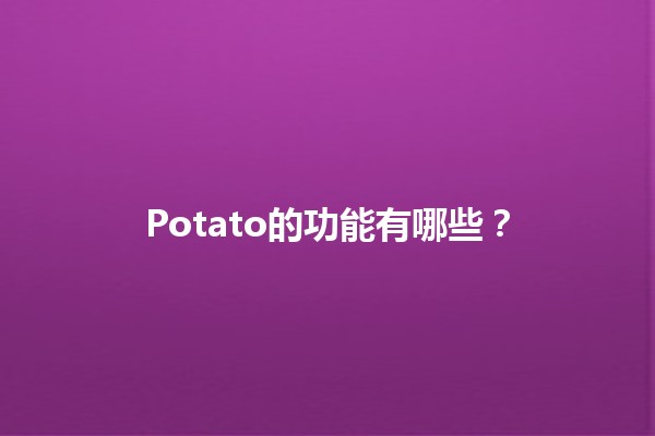 Potato的功能有哪些？🥔✨