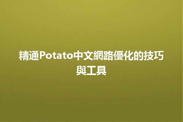 精通Potato中文網路優化的技巧與工具🧑‍💻🥔