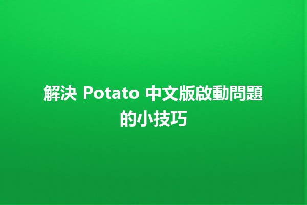 解決 Potato 中文版啟動問題的小技巧 🚀