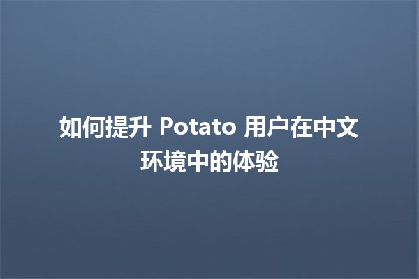 如何提升 Potato 用户在中文环境中的体验 🌟🥔