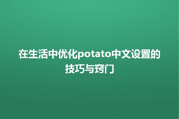 在生活中优化potato中文设置的技巧与窍门 🥔✨