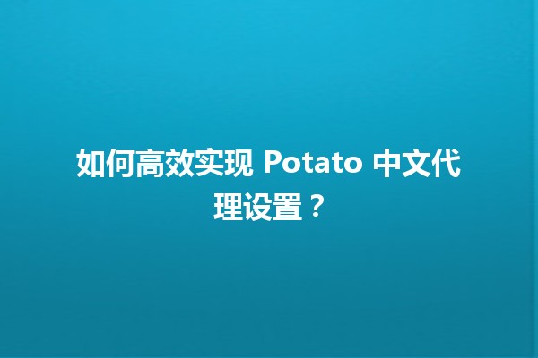 🍟 如何高效实现 Potato 中文代理设置？