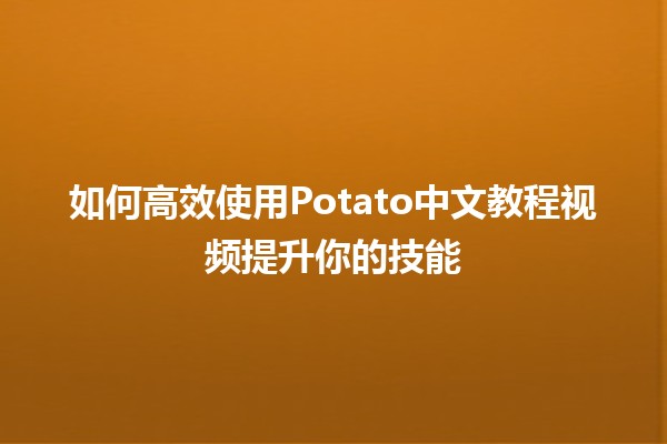 🌟 如何高效使用Potato中文教程视频提升你的技能 🎓