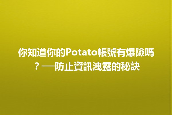 🚨 你知道你的Potato帳號有爆險嗎？──防止資訊洩露的秘訣🛡️