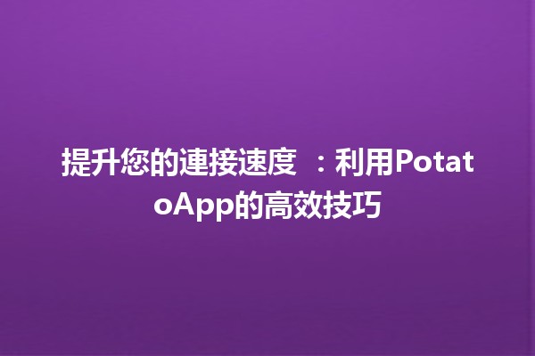 提升您的連接速度 🚀：利用PotatoApp的高效技巧