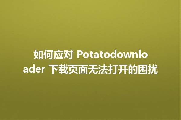 🚫 如何应对 Potatodownloader 下载页面无法打开的困扰 🔄