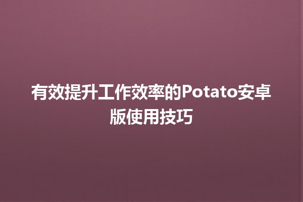 有效提升工作效率的Potato安卓版使用技巧 🚀