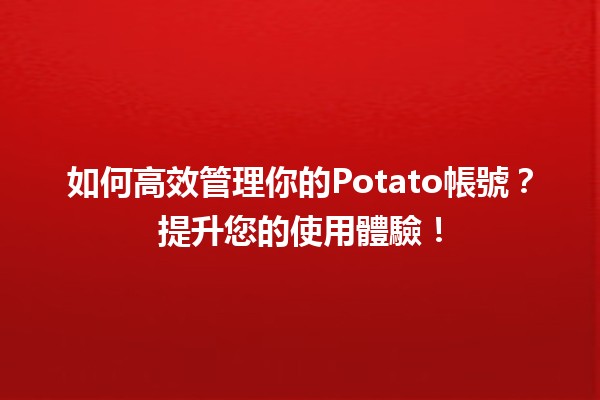 ⚙️ 如何高效管理你的Potato帳號？提升您的使用體驗！