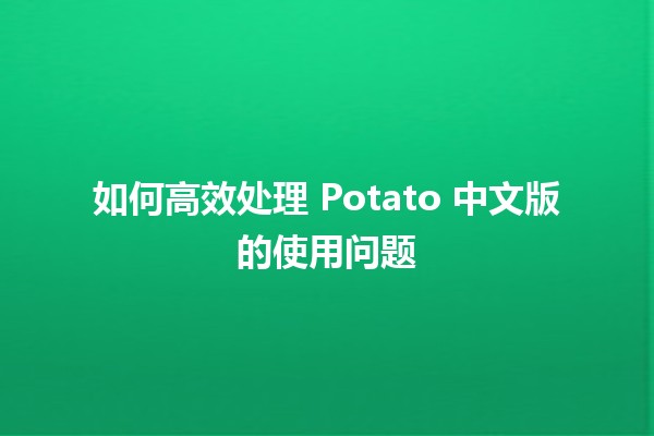 如何高效处理 Potato 中文版的使用问题 🥔✨