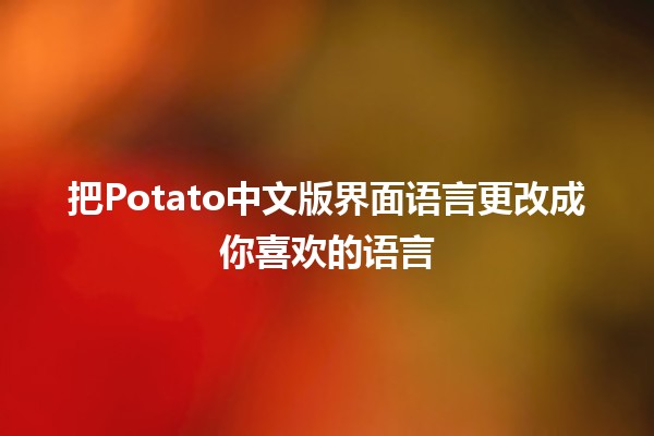 把Potato中文版界面语言更改成你喜欢的语言🥔✨