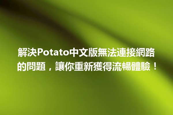 解決Potato中文版無法連接網路的問題，讓你重新獲得流暢體驗！🔧💻