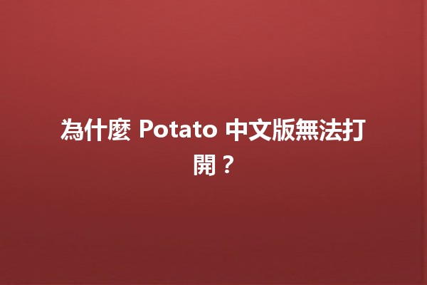 為什麼 Potato 中文版無法打開？🧐🔍