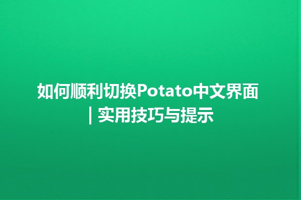 如何顺利切换Potato中文界面🟢 | 实用技巧与提示