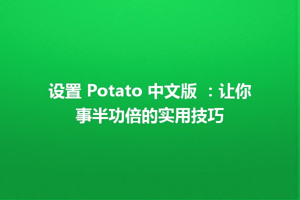 设置 Potato 中文版 💻🍟：让你事半功倍的实用技巧