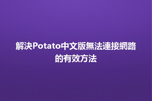 🚀 解決Potato中文版無法連接網路的有效方法