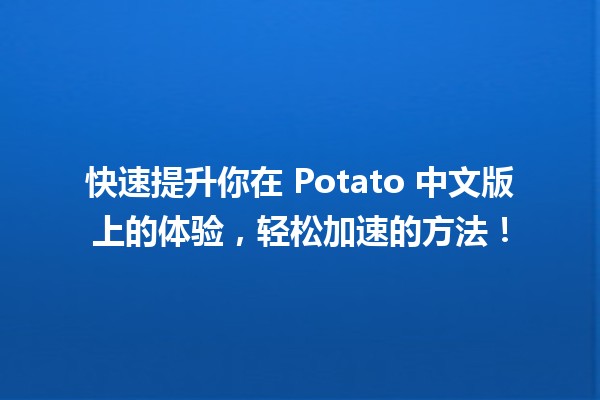 🚀 快速提升你在 Potato 中文版上的体验，轻松加速的方法！