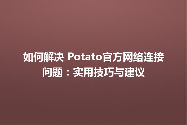 如何解决🍟 Potato官方网络连接问题：实用技巧与建议