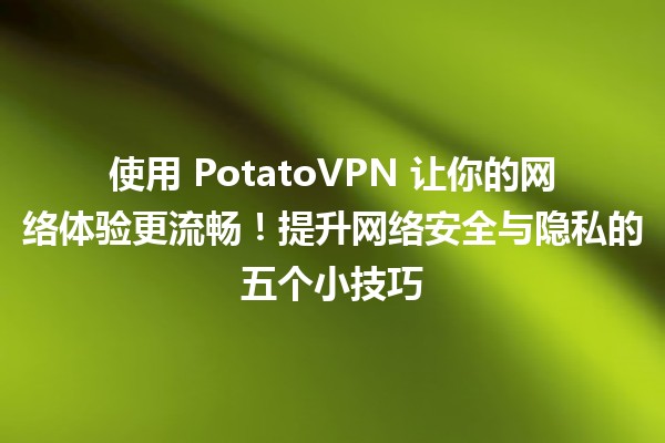 🥔 使用 PotatoVPN 让你的网络体验更流畅！🔒提升网络安全与隐私的五个小技巧