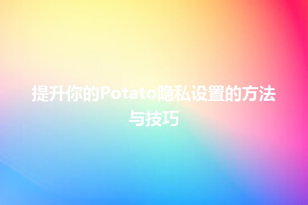 🥔提升你的Potato隐私设置的方法与技巧