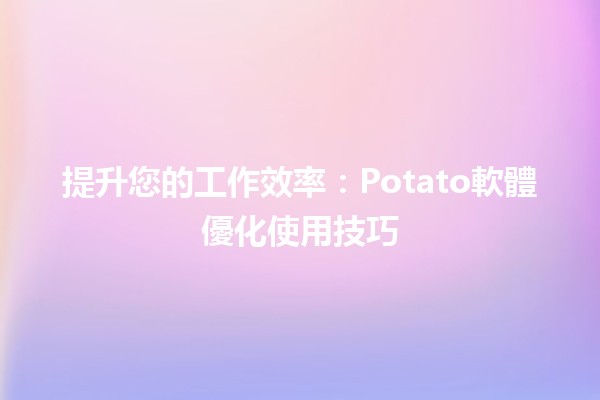 🌟 提升您的工作效率：Potato軟體優化使用技巧 🎯