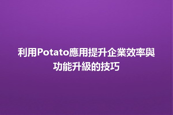 利用Potato應用提升企業效率與功能升級的技巧 🚀🍟