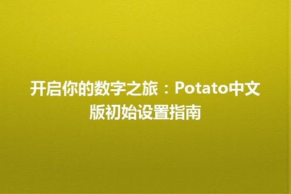 开启你的数字之旅：Potato中文版初始设置指南 🚀🍟