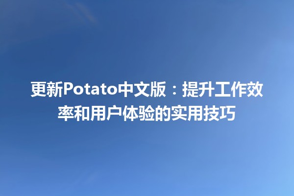 🚀 更新Potato中文版：提升工作效率和用户体验的实用技巧