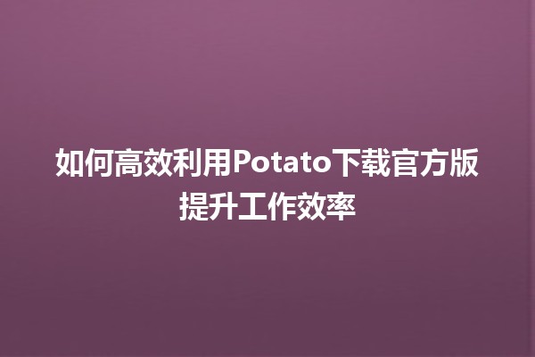 如何高效利用Potato下载官方版提升工作效率🚀