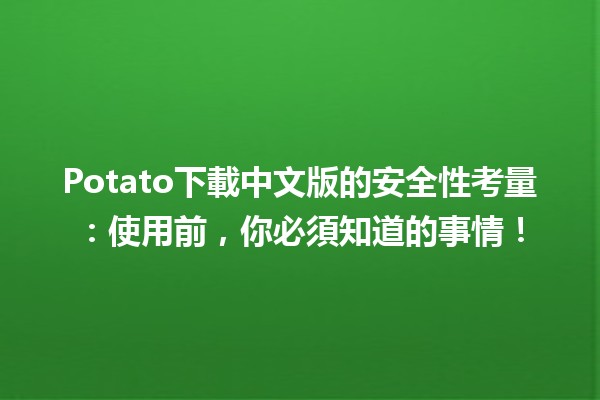 🥔Potato下載中文版的安全性考量：使用前，你必須知道的事情！