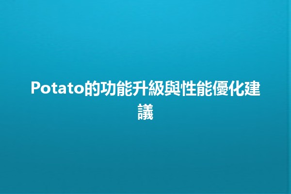 Potato的功能升級與性能優化建議🥔✨