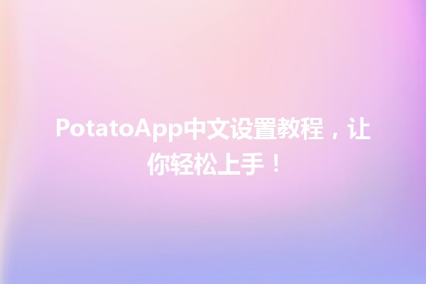 🥔 PotatoApp中文设置教程，让你轻松上手！