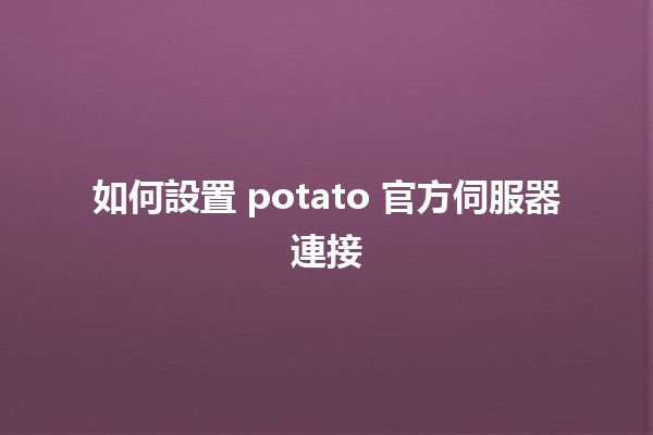 如何設置 potato 官方伺服器連接 🌐🚀