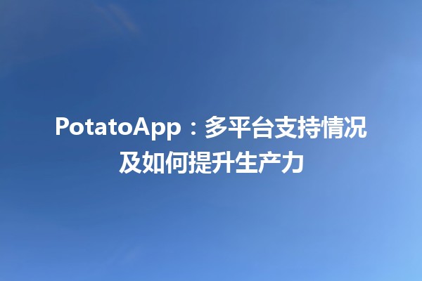 🌐 PotatoApp：多平台支持情况及如何提升生产力 🚀