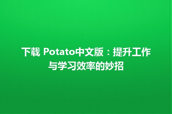 下载🍟 Potato中文版：提升工作与学习效率的妙招