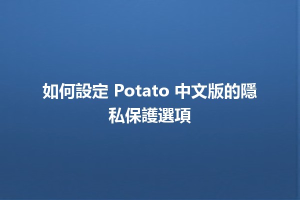 如何設定 Potato 中文版的隱私保護選項 🤫🔒