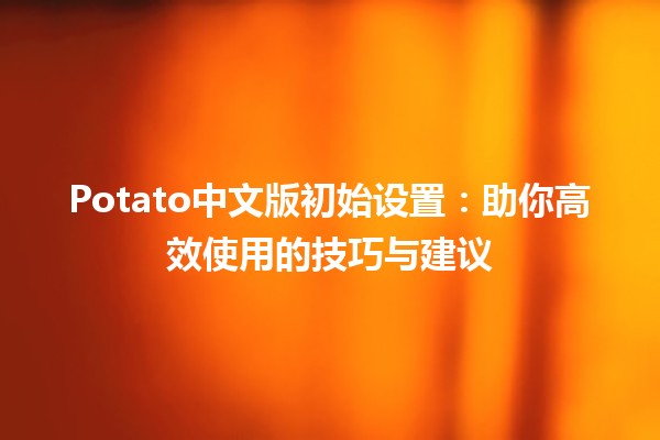 Potato中文版初始设置：助你高效使用的技巧与建议 🥔✨