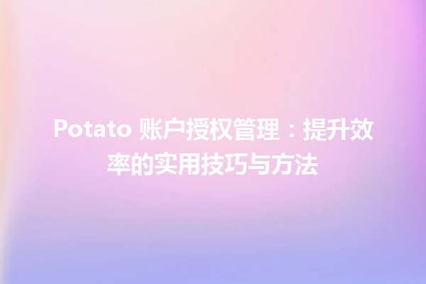 Potato 账户授权管理：提升效率的实用技巧与方法 🚀